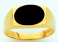 Men's Black Onyx Ring 10KT or 14KT Yellow or White Gold Open Back #103